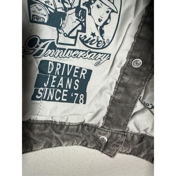 Rare Driver Velour Denim Construction Acid Washed Effect Jacket Size XL Gray - Picture 6 of 14
